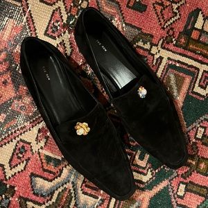 The Row Bejeweled Suede Loafers